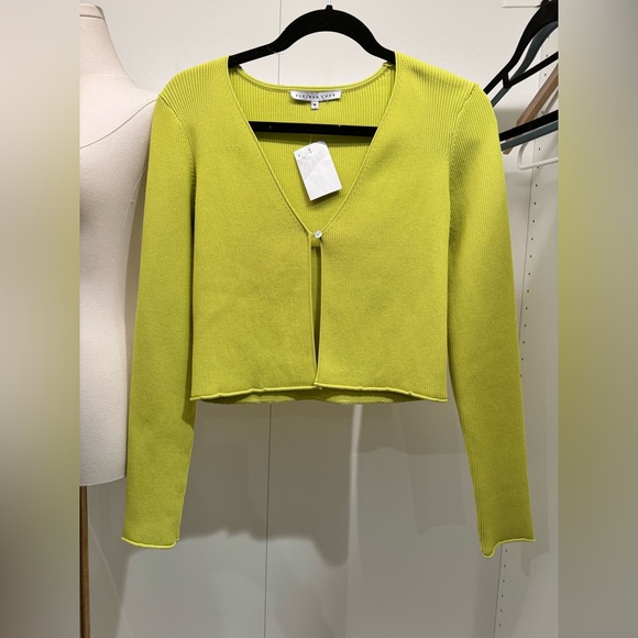 Endless Rose Lime V-Neck Sweater Shrug - Picture 3 of 11